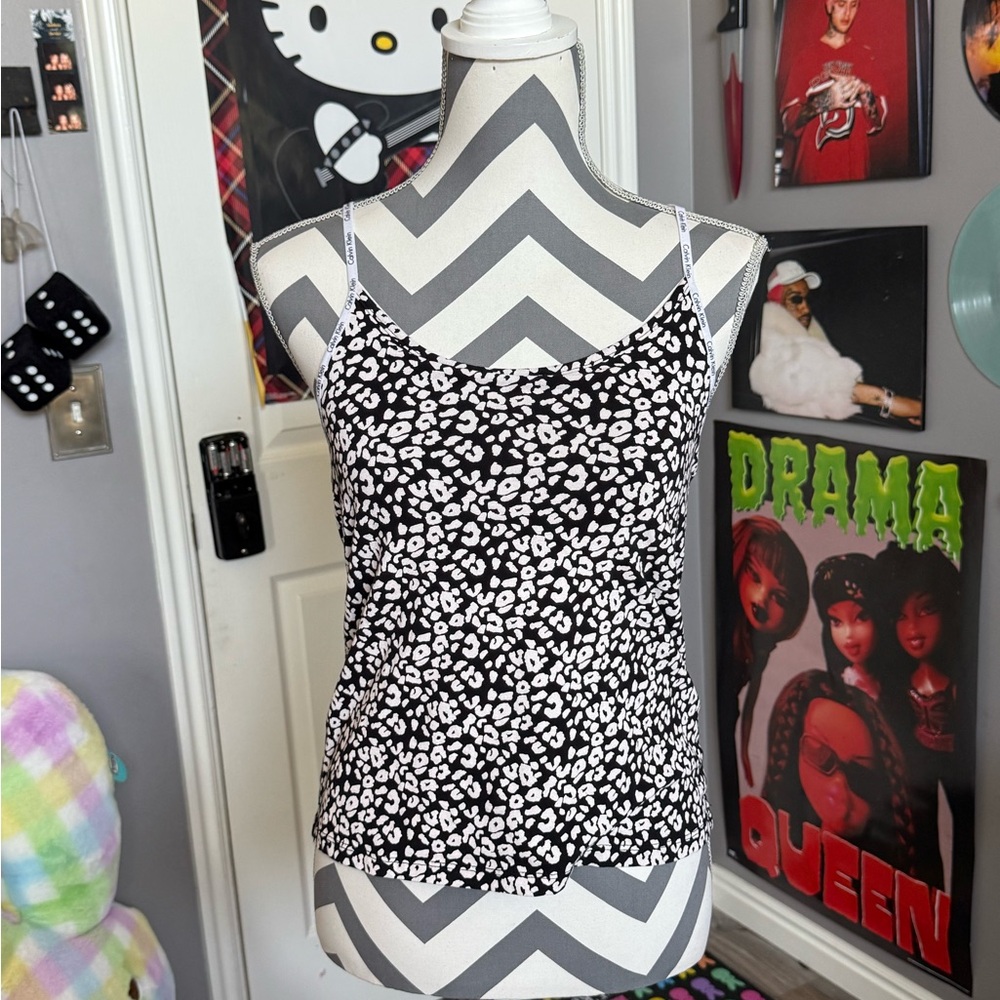 Calvin klein leopard tank top blouse